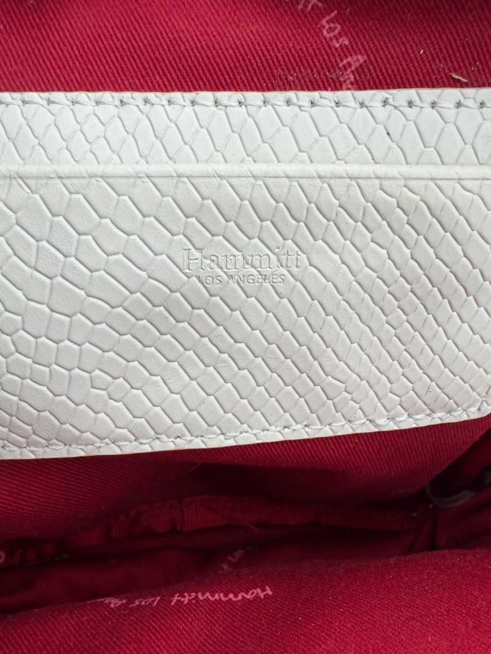 Hammitt Los Angeles Hunter Mini Backpack Cream Snake Embossed Gold Rivets - Picture 7 of 7